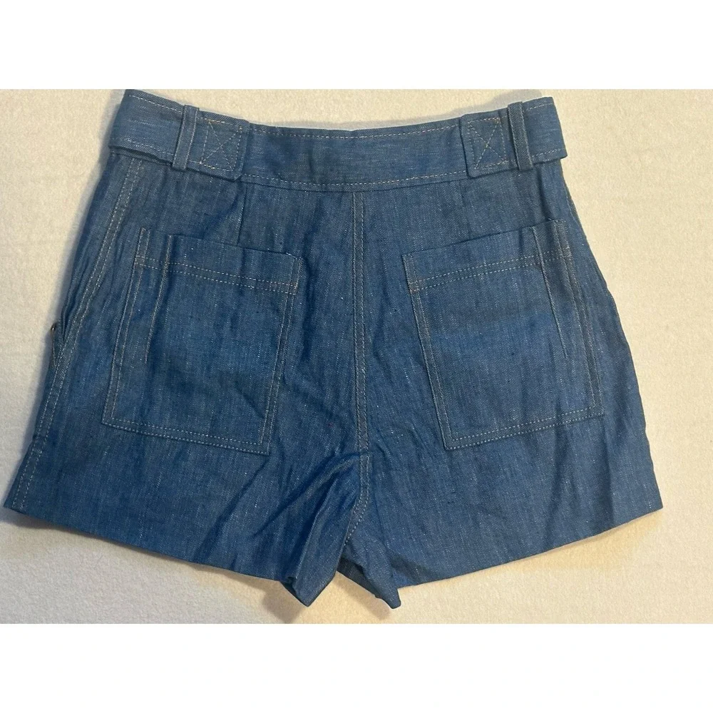 NWT Derek‎ Lam 10 Crosby Blue Chambray Linen Sailor Shorts Women's sz.4